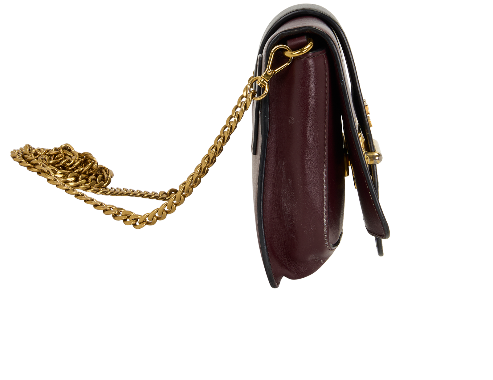 Cahier, &pound;210, Handbags, Burgundy, Leather, Side view